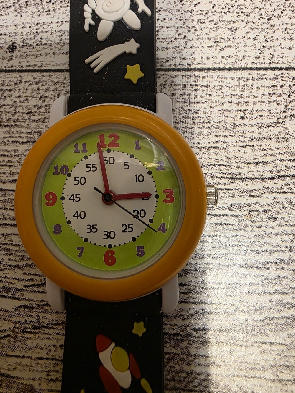 Kids Space-Themed Analog Learning Watch - Yellow & Black - Picture 2 of 3